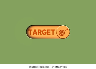 3D digital yellow button with icon of arrow hitting the target. Right on the bull's-eye. Sucess work.