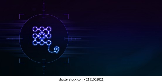 3D Digitalization Roadmap Icon Neon Style