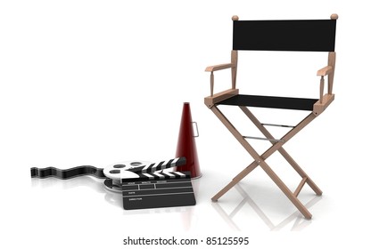 3D Directors Chair And Film Reel