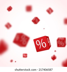 3D discount boxes dice for store market and shop. Sale promotional concept