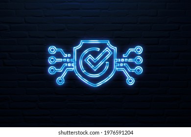 3D Disk Encryption Icon Neon Style