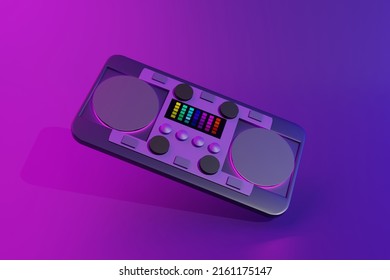 3D DJ mixer audio music show in a nightclub for entertainment with equipment sound disco for fun with neon light blue, purple on the background. 3D rendering illustration - Powered by Shutterstock