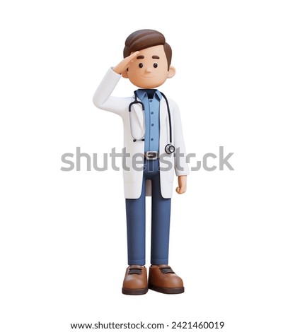 3D Doctor Character in Salute Pose. Suitable for Medical content [[stock_photo]] © 