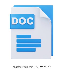 3D Document DOC File Format Icon