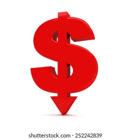 3d Dollar Sign With Arrow Down