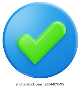 3D Done Circle Checkmark Button