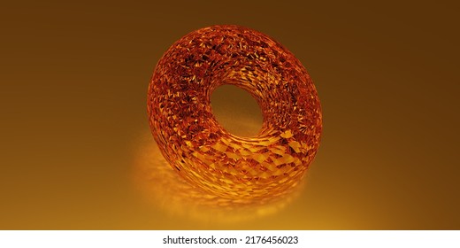 3d Donut Amber Crystal Glass 