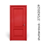 3D. Door, Red, Closed.
