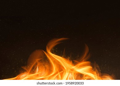 3D Dramatic Orange Fire Flame Border Frame