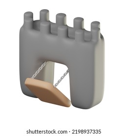 3D Drawbridge Icon Illustration Render