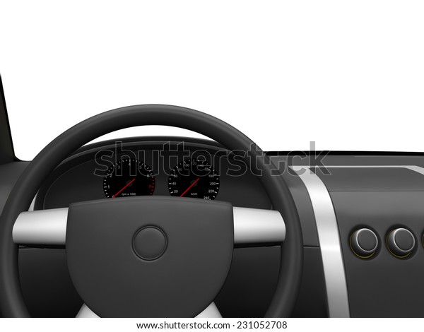 3d driver\'s\
cab isolated on white\
background.