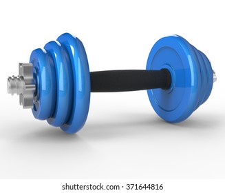 3d Dumbell With Blue Plates