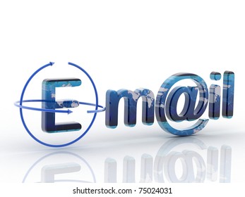 3D e mail render in white background