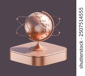 3D earth globe with pinpoints online deliver service, delivery tracking, pin location point marker of shipment map 3d. Product shipping out from world map. delivery icon 3d render illustration