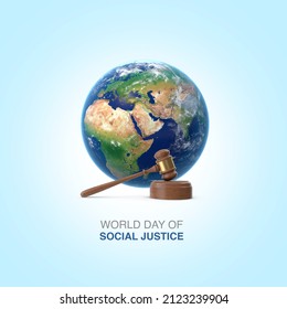 3d earth and 3d justice hammer represent world day of social justice. - Powered by Shutterstock