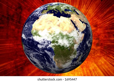 3D Earth on Explosion Background - AFRICA