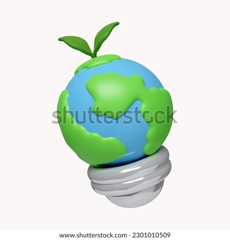 3d Earth planet inside light bulb. Environmentally friendly sources of energy. ecology concept. icon isolated on white background. 3d rendering illustration. Clipping path..
