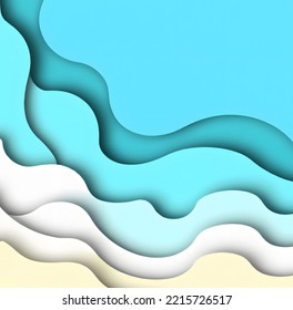 3d Effect Of Blue Sea With Paper Layers Summer Vibes Marketing Banner Add