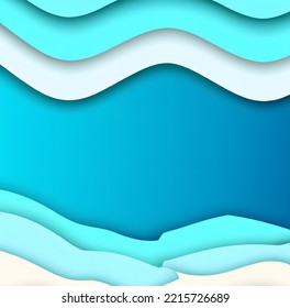 3d Effect Of Blue Sea With Paper Layers Summer Vibes Marketing Banner Add