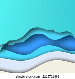 3d Effect Of Blue Sea With Paper Layers Summer Vibes Marketing Banner Add