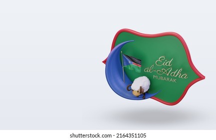 3d Eid Al Adha South Sudan Flag Rendering Right View