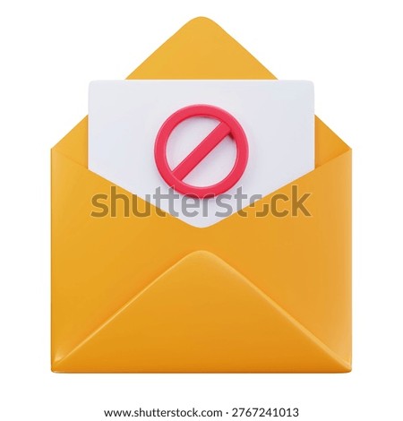 3D Email Blocked Restricted Message Access Icon