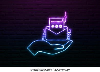 3D Email Spoofing Attack Icon Neon Style