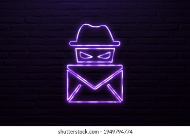 3D Email Spoofing Icon Neon Style