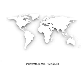 3d embossed White World Map