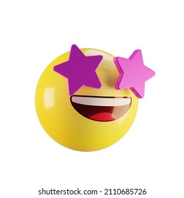 3d Emoji Star Struck Face Isolated.