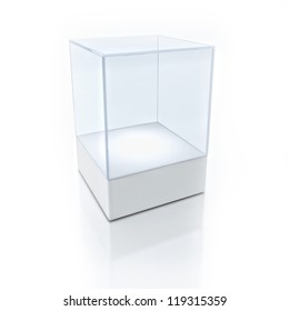 3D  Empty Glass Box For Exhibit