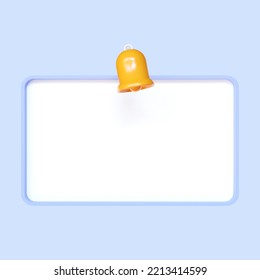 3d empty reminder popup, push notification icon, page with floating element 