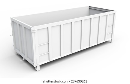 3d empty waste container on white background