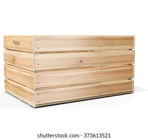 3d Empty Wooden Crate On White Background