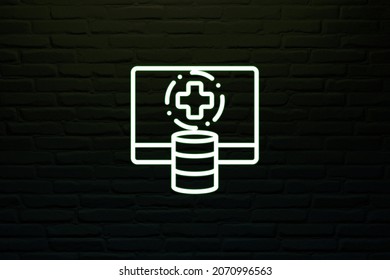 3D Emr Database Icon Neon Style