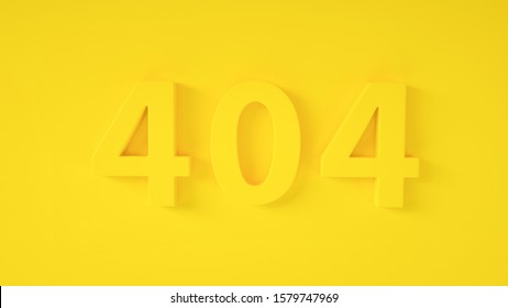 3D Error 404 page not found concept. Error opening the web page. Website under construction page. Yellow 404 on yellow background. Monochrome. Minimal idea concept. 3D render
