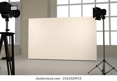 3D exhibition stand. White empty geometric square. White blank promotion.  Presentation event room display. Blank wall. Blank mock-up box product isolated. Mockup for press wall, pop up. Template