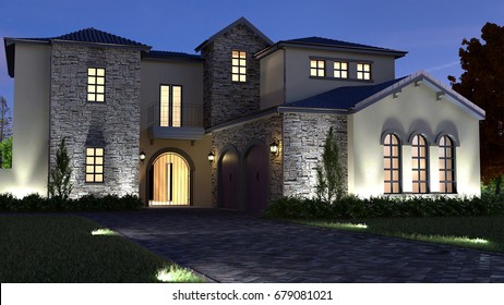 3d Exterior Night Render