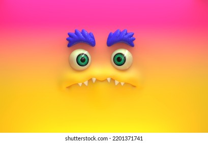 3D Faces render emote image monster upset angry 