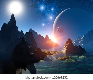 3d Fantasy Landscape Stock Illustration 120669232 | Shutterstock