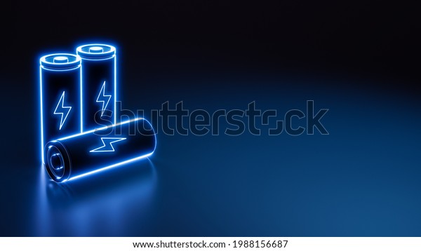 3D fast charge neon lithium ion battery\
glowing on the floor with lighting symbol, digital futuristic flash\
quick recharging power source and energy technology concept\
illustration\
background