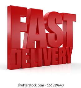 3D Fast Delivery text on white background