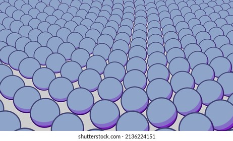 3D fields with moving waves of balls. Design. Beautiful surface of animated balls moving in waves. Balls move slowly and calmly in waves like surface of water