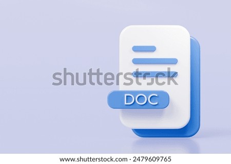 3d file doc icon. minimal word document icon. document form. business work company icon concept. 3d render.
