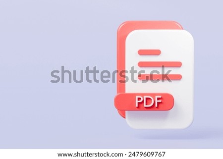 3d file doc pdf icon. minimal word pdf document icon. document form. business work company icon concept. 3d render.
