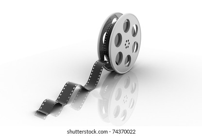 3D Film Reel on a white background