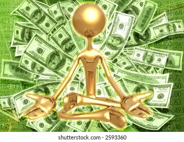 3D Financial Enlightened Guru Meditation Concept