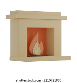 3D Fire Place Icon Illustration Render