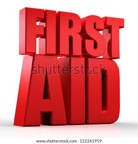 3d First Aid text isolated over white background
