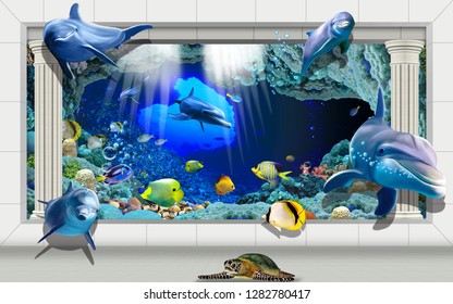 3d Fish background design
